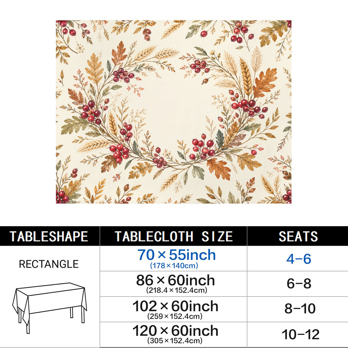 Cranberry 178cm x 140cm Rectangular Tablecloth 70x55inch (QUE)