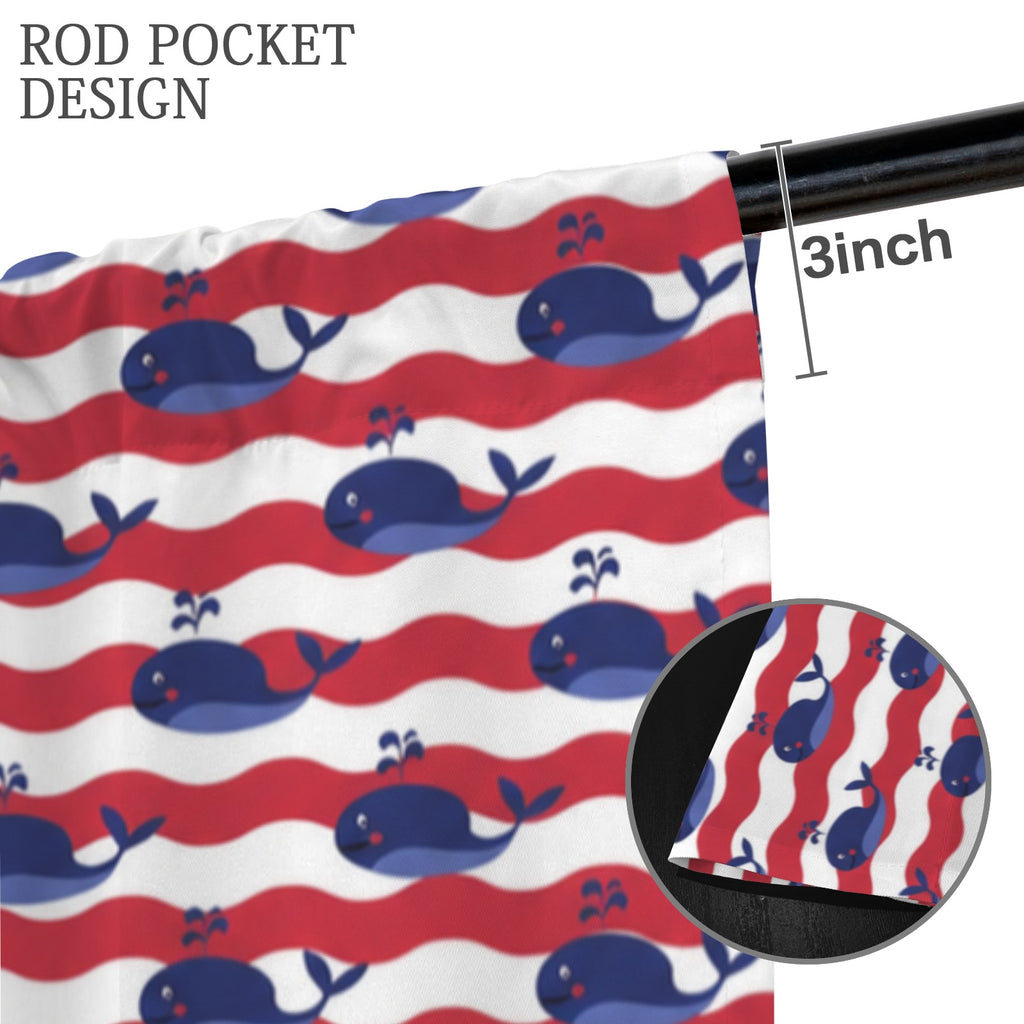 Nautical whale pattern 52 x 84 in Window Curtain Set