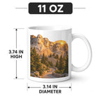 Mount Rushmore Amber Sunrise Pines 11 oz White Ceramic Mug