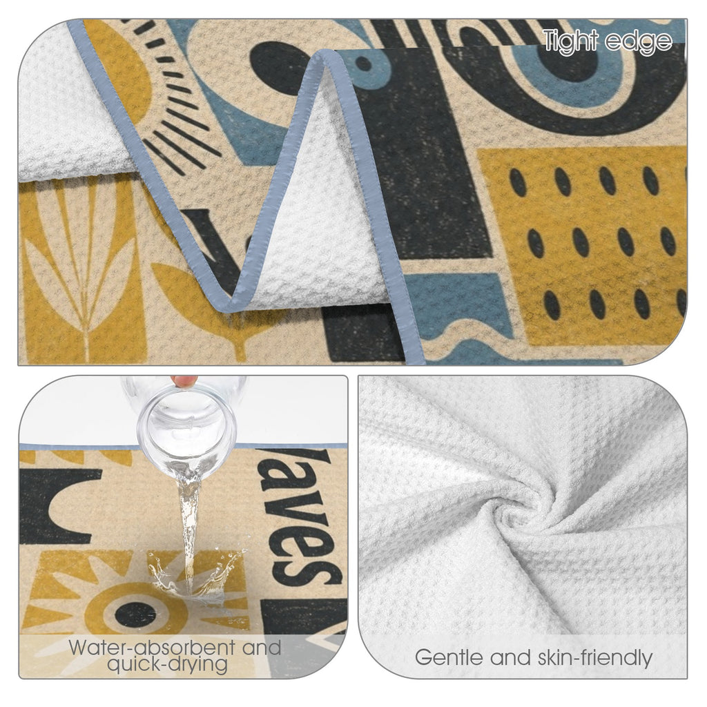 Neo Deco Tiled Waves 29"x58" (QUE) Waffle Weave Bath Towel