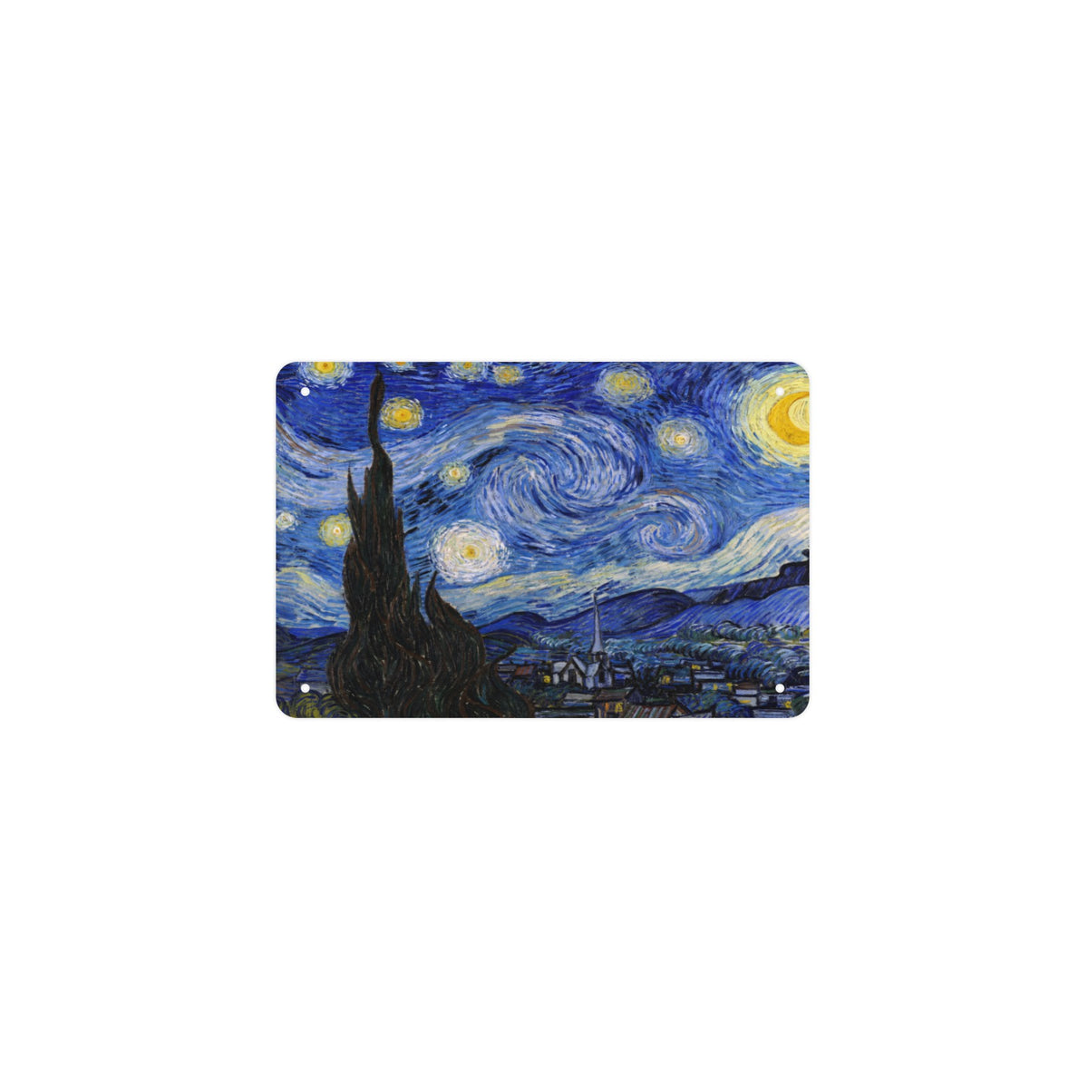 Starry Night Village Sky 12 x 8 in Metal Tin Sign
