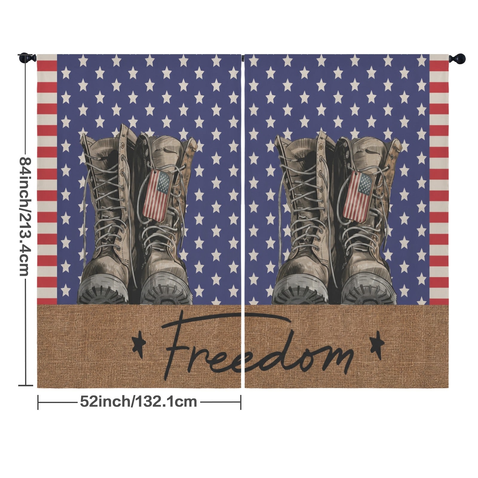 Freedom Wordmark Flag 52 x 84 in Window Curtain Set