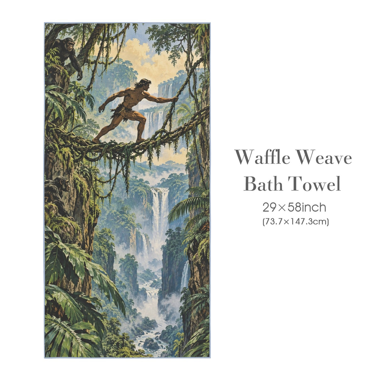 Tarzan Vine Bridge 29"x58" (QUE) Waffle Weave Bath Towel