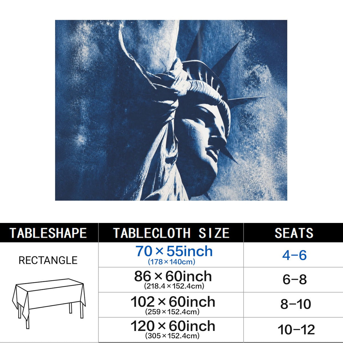 Harbor Liberty 178cm x 140cm Rectangular Tablecloth 70x55inch (QUE)