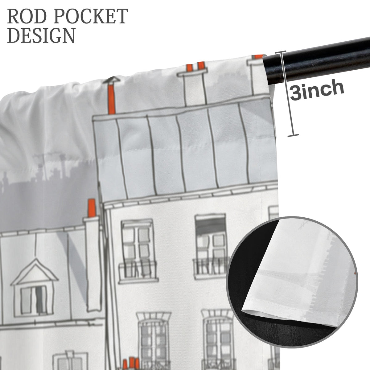 Paris rooftop walk 52 x 84 in Window Curtain Set
