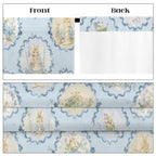 Blue Rabbit Oval Pattern 52 x 84 in Window Curtain Set
