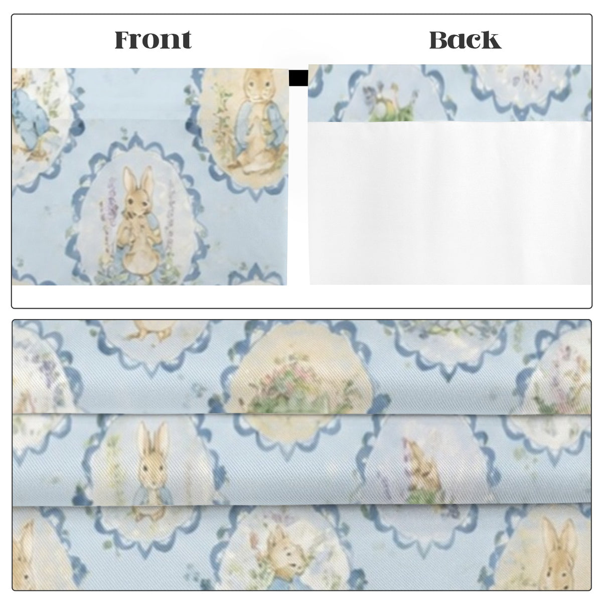 Blue Rabbit Oval Pattern 52 x 84 in Window Curtain Set