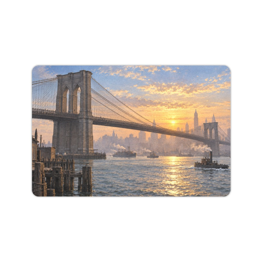 Brooklyn Bridge River Morning 23.6 x 15.7 in Doormat