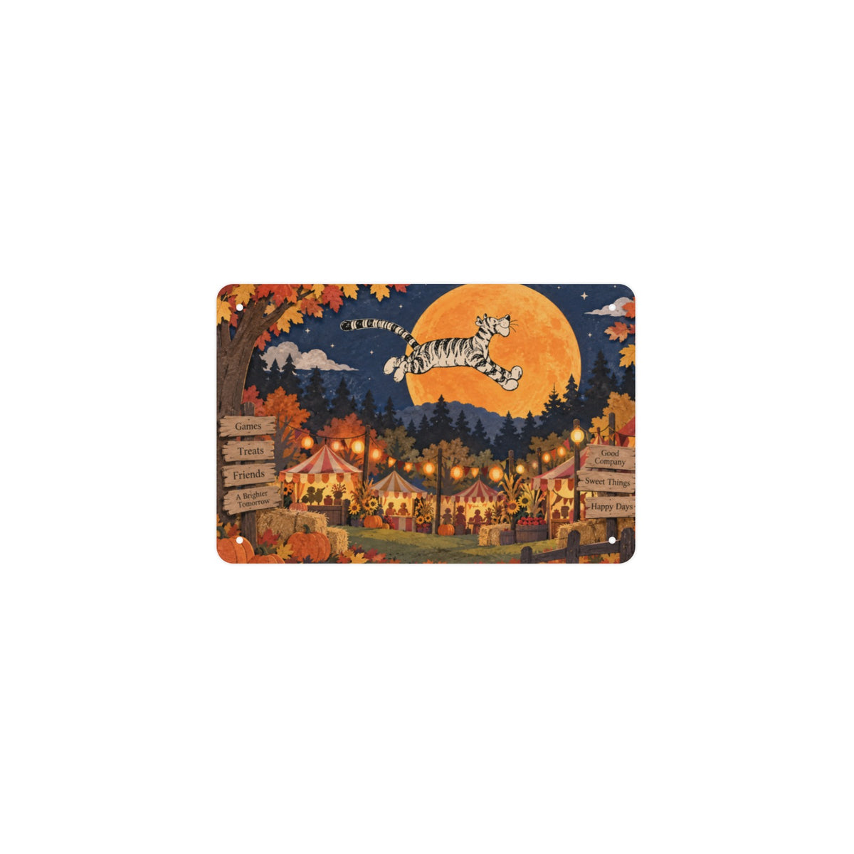 Harvest Moon Tigger 12 x 8 in Metal Tin Sign