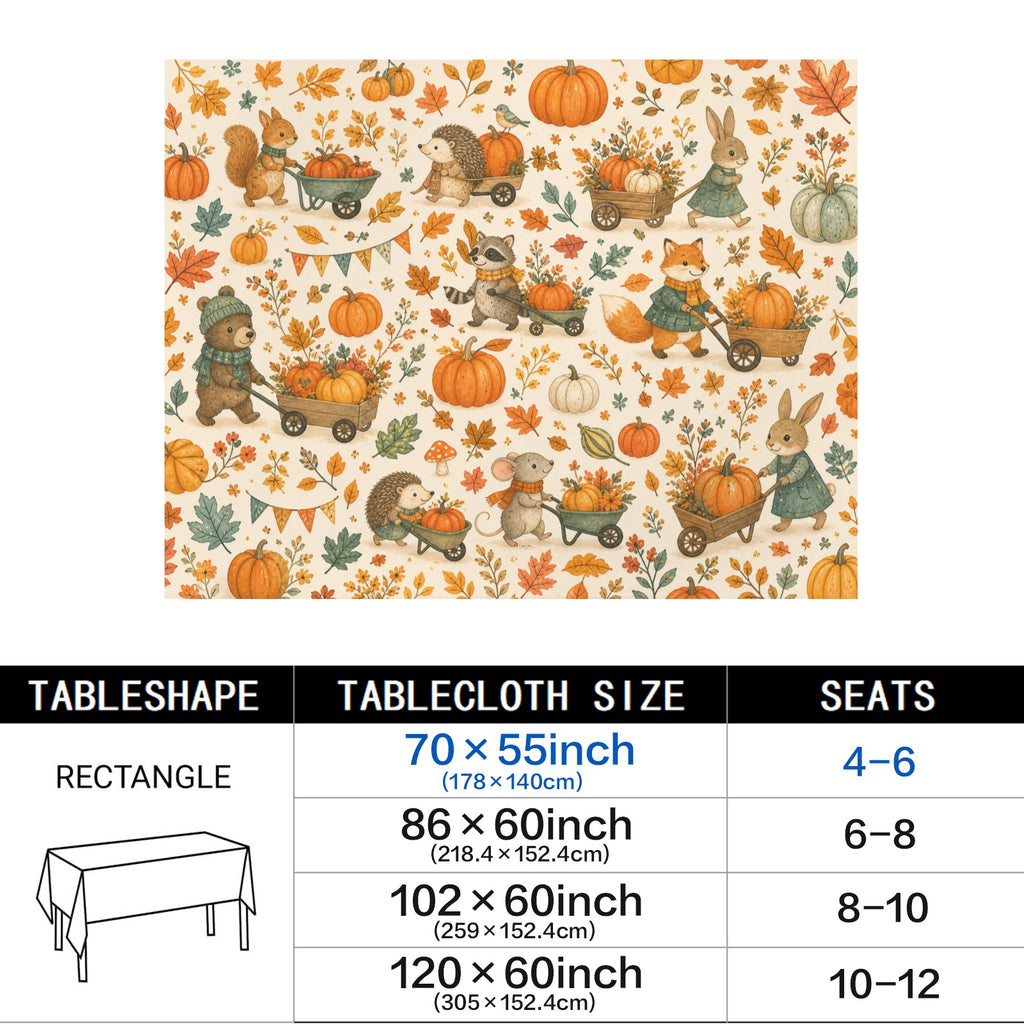 Folk Pumpkin 178cm x 140cm Rectangular Tablecloth 70x55inch (QUE)