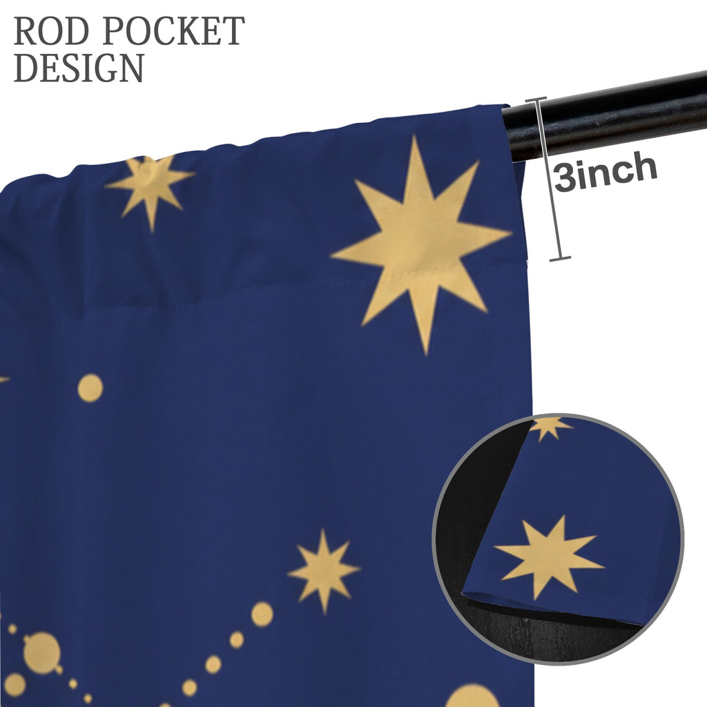 Celestial Gold on Navy 52 x 84 in Window Curtain Set