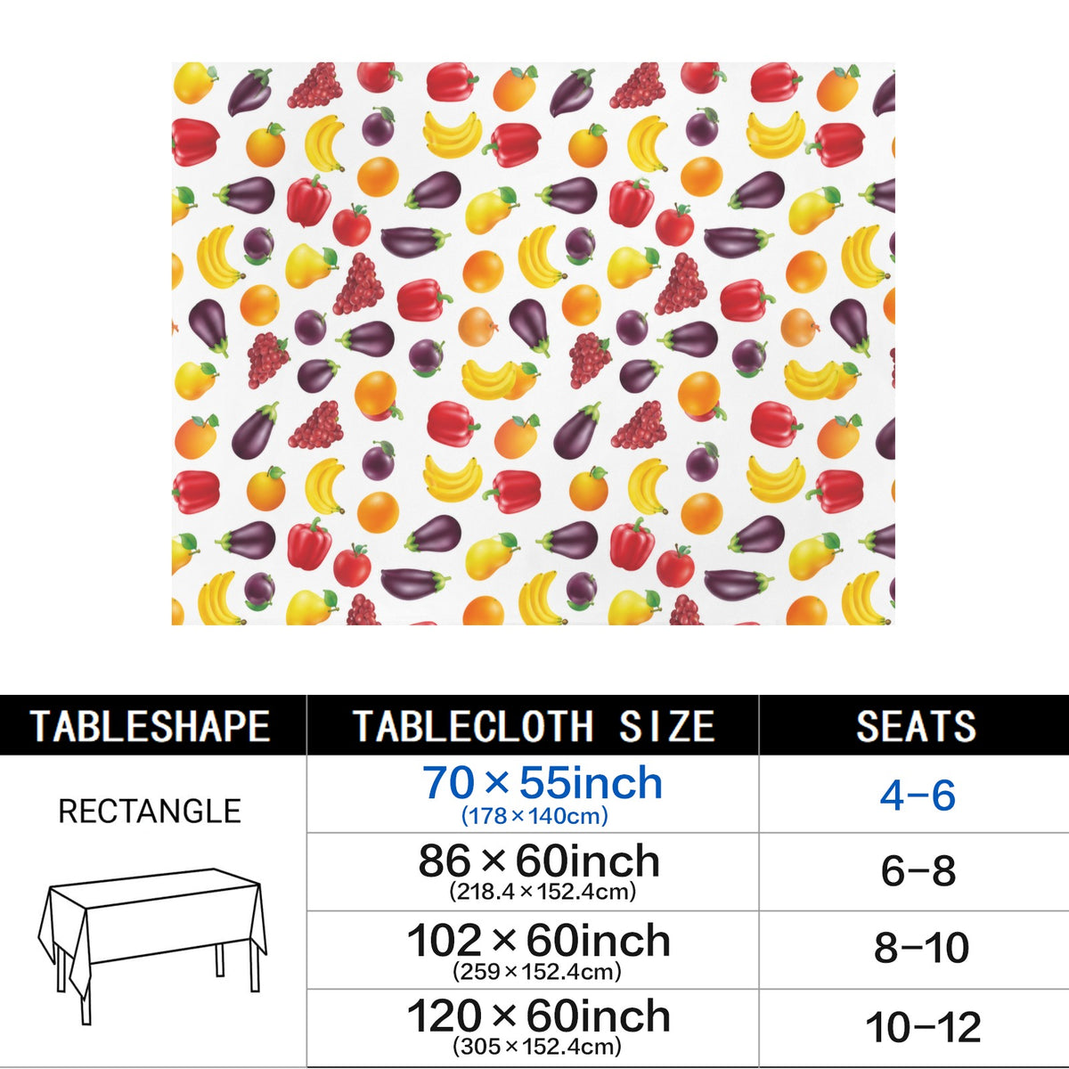 Pineapple Palm 178cm x 140cm Rectangular Tablecloth 70x55inch (QUE)