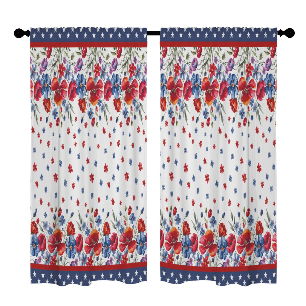 Independence-to-Midterms Floral Banner 52 x 84 in Window Curtain Set