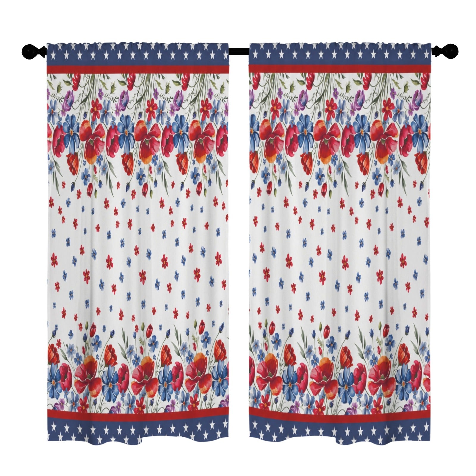 Independence-to-Midterms Floral Banner 52 x 84 in Window Curtain Set
