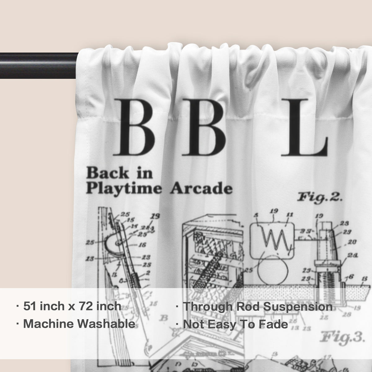 Back in Playtime Arcade 51 x 72 in Door Curtain (QUE)