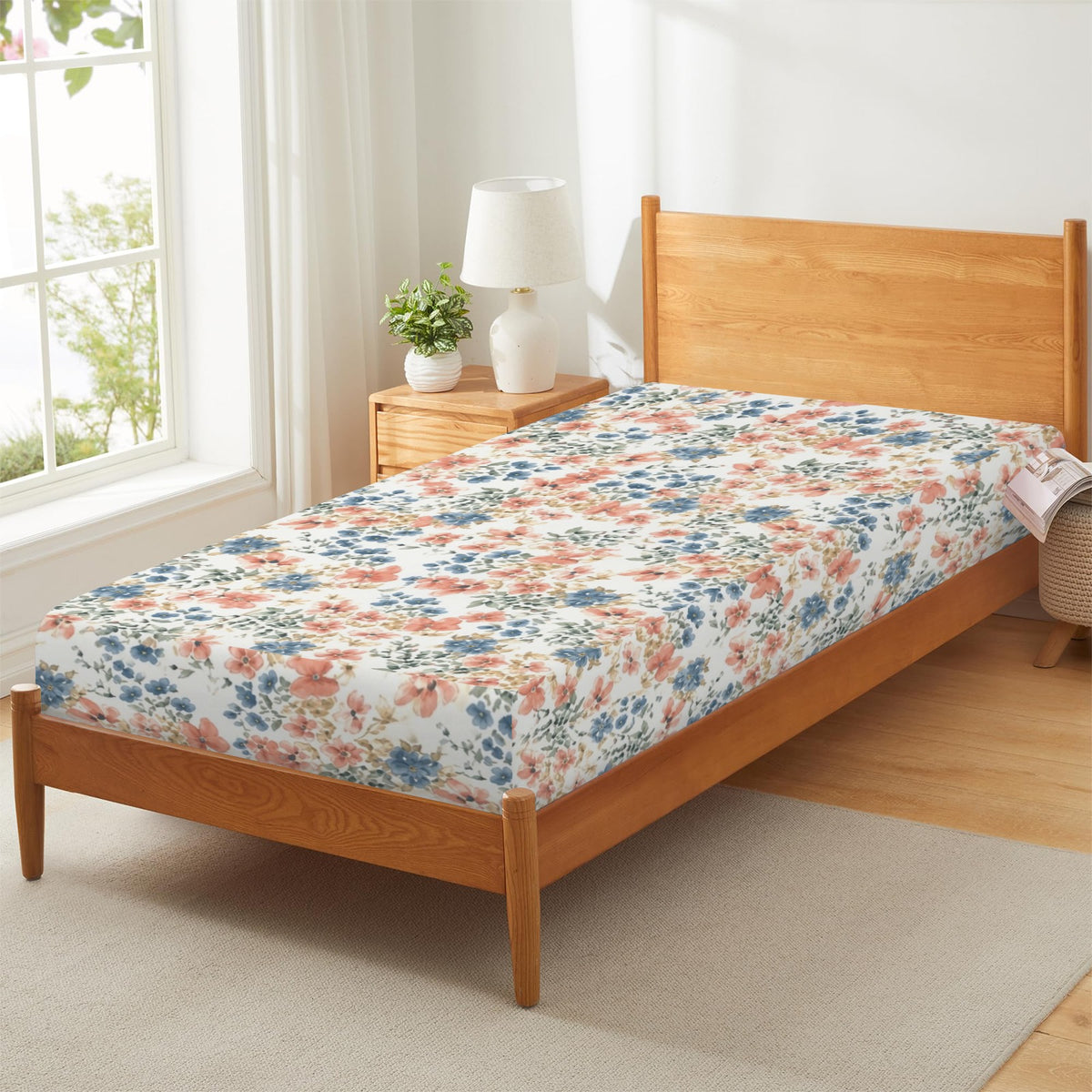 Washed Linen Daybreak Fitted Sheet 39x75x13inch (QUE)