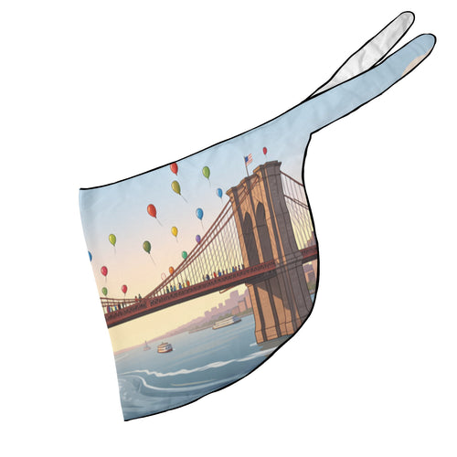 Brooklyn Bridge Dawn Balloons Beach Sarong Wrap (QUE)
