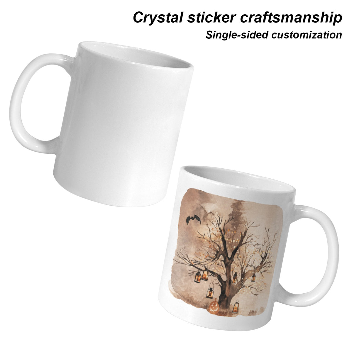 Owl on a Pumpkin Stack 11 oz White Ceramic Mug