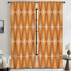 1970s Orange Geometry 52 x 84 in Window Curtain Set
