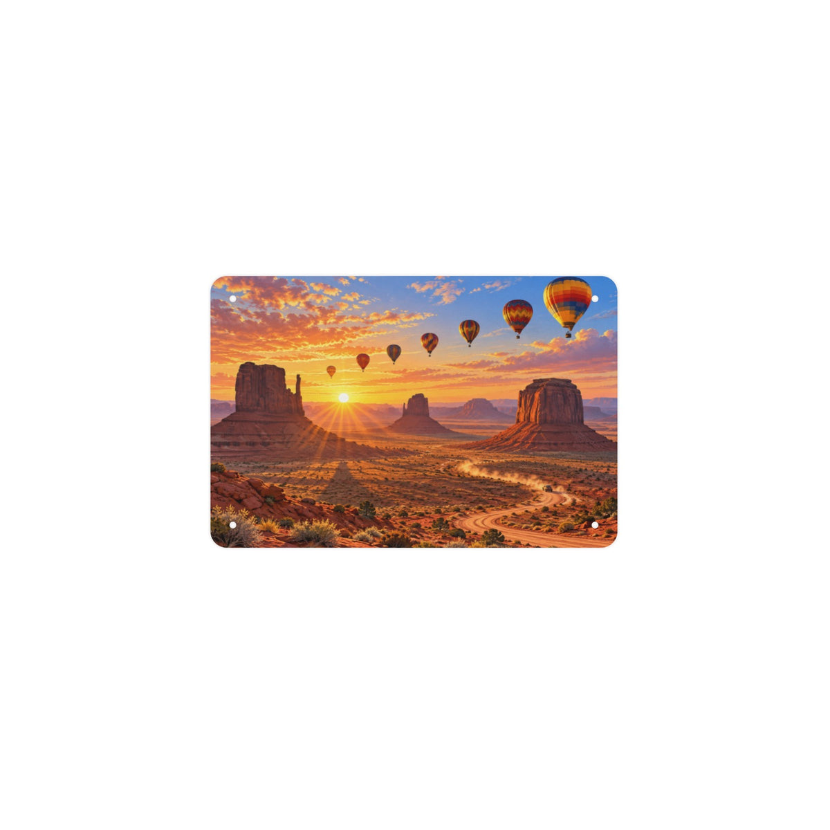 Sunrise Balloons Monument Valley 12 x 8 in Metal Tin Sign