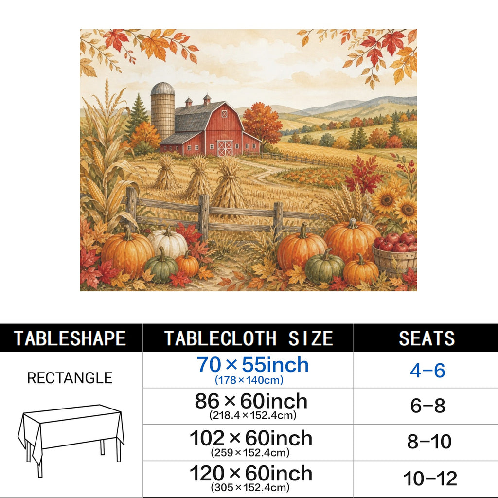Barn 178cm x 140cm Rectangular Tablecloth 70x55inch (QUE)
