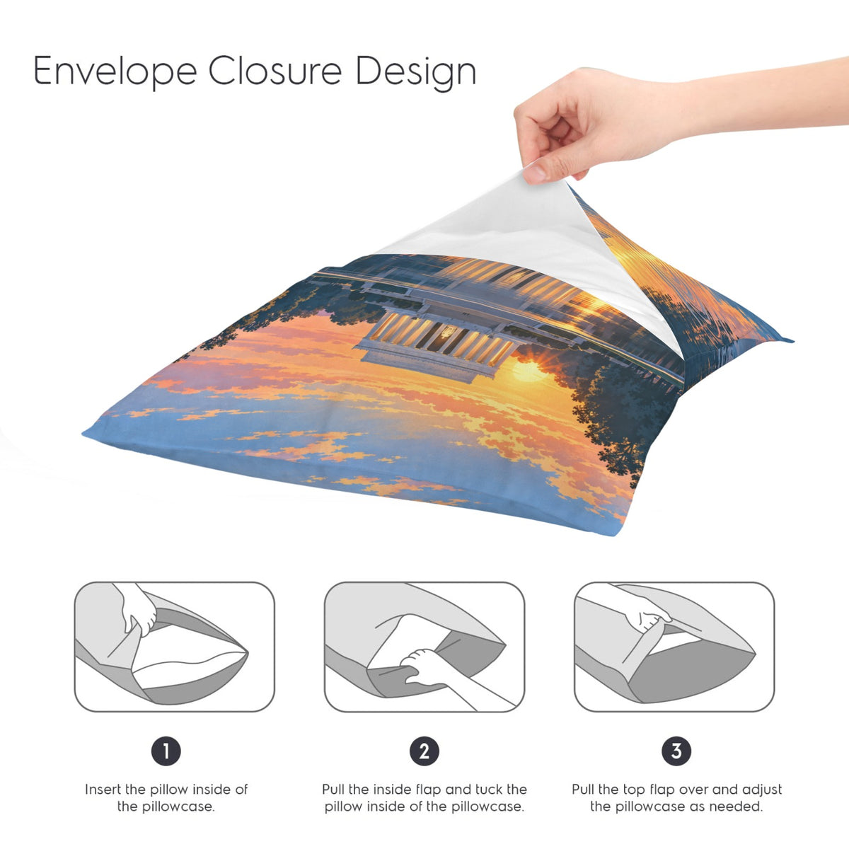 Lincoln Reflecting Pool Dawn 16 x 16 in Envelope Pillow Case