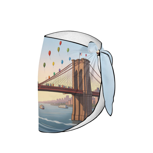 Brooklyn Bridge Dawn Balloons Beach Sarong Wrap (QUE)