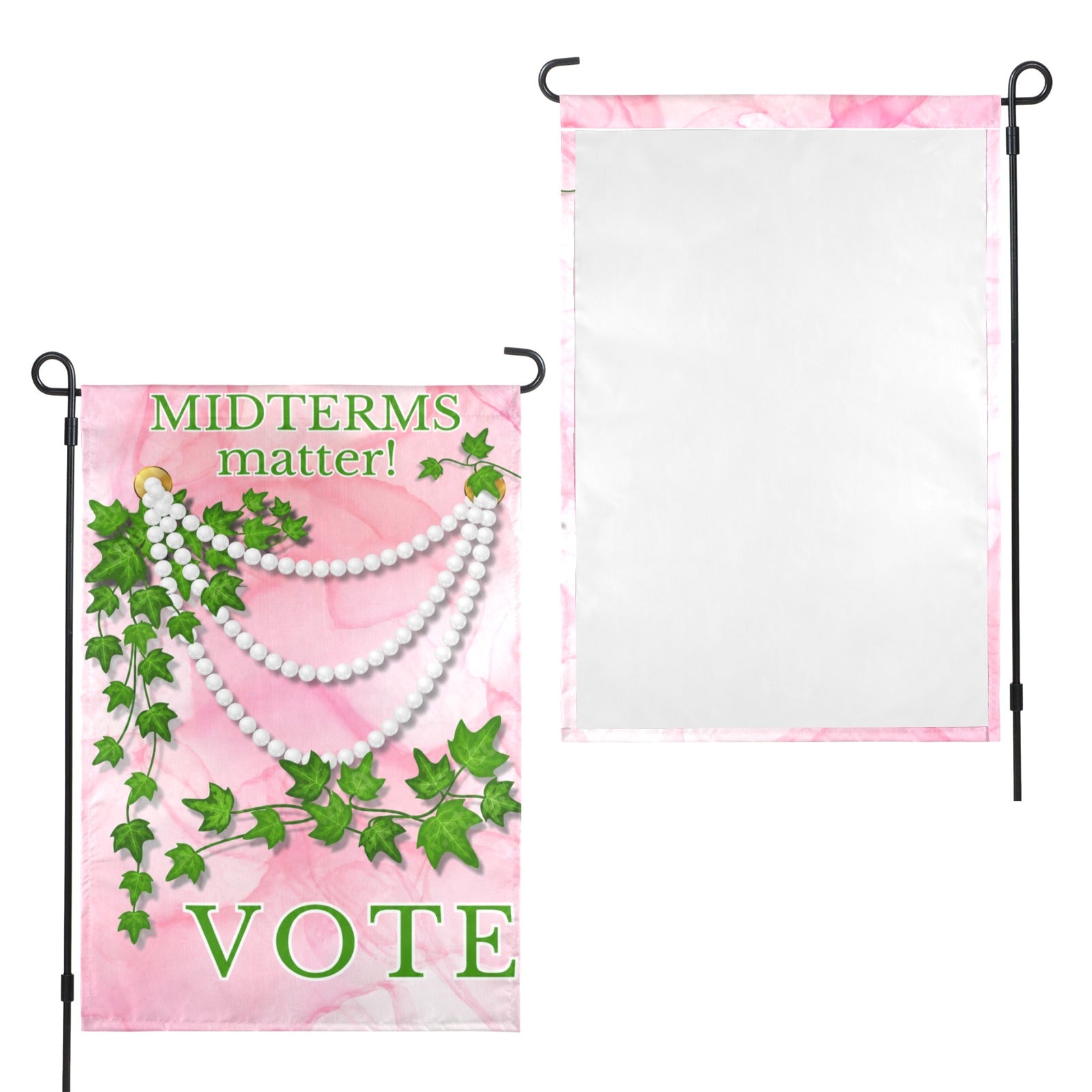 Pink Green Vote Banner 12 x 18 in Garden Flag