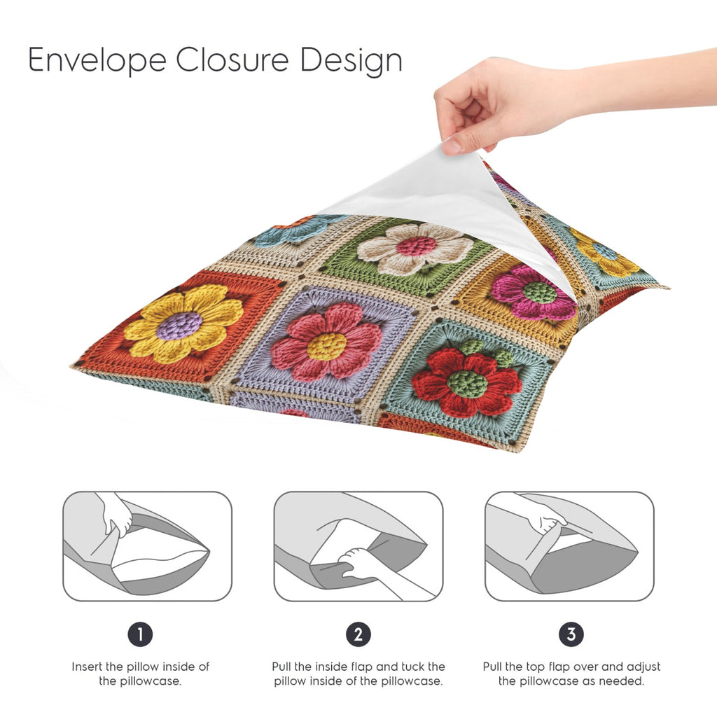 Soft Stitch Patchwork Garden 16 x 16 in Envelope Pillow Case