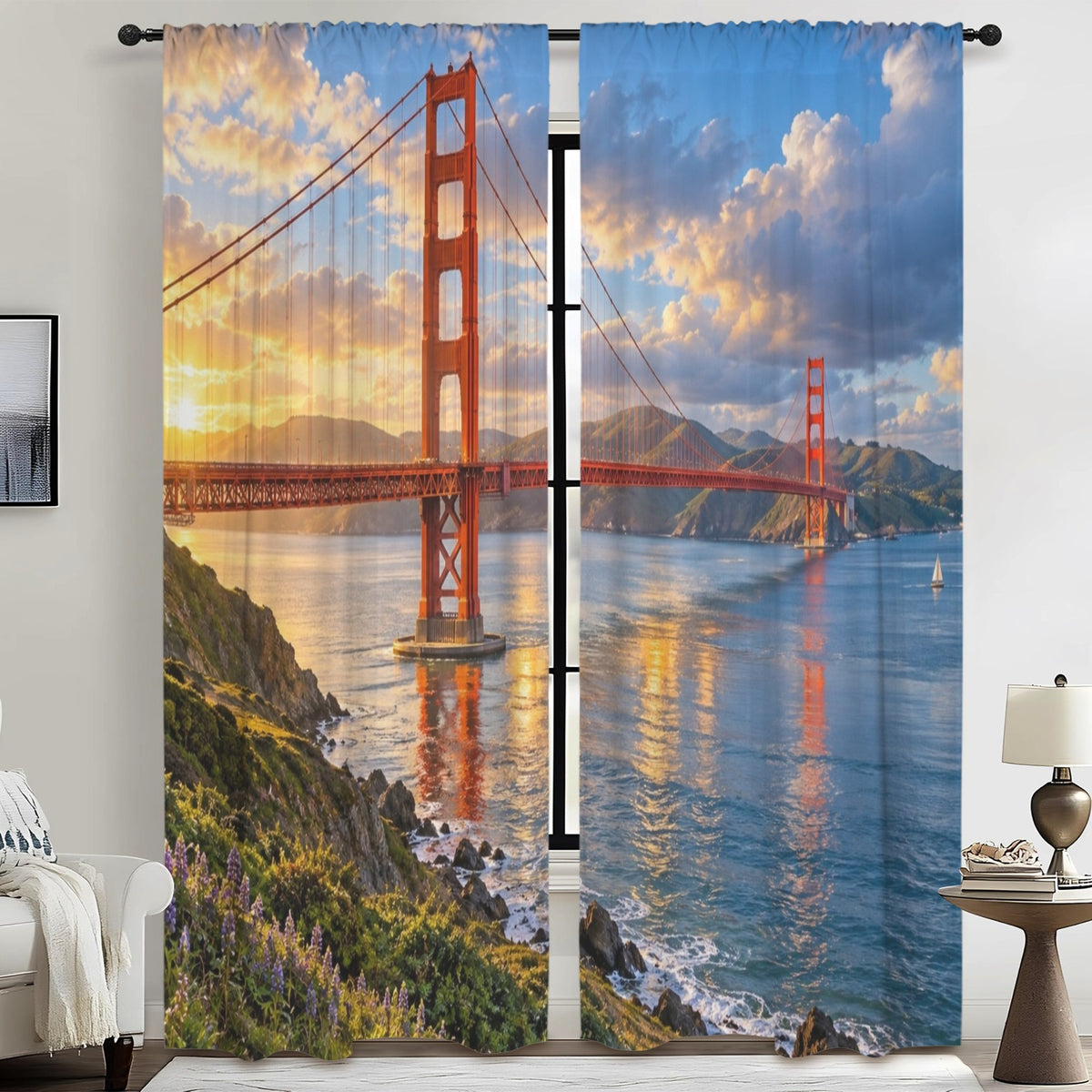 Golden Gate Rain Reflection 52 x 84 in Window Curtain Set