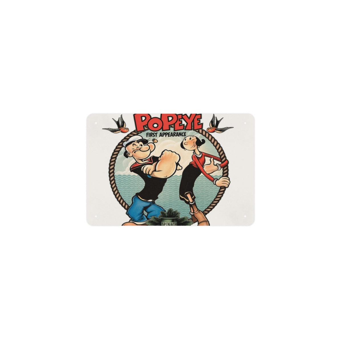 Popeye First Appearance 12 x 8 in Metal Tin Sign