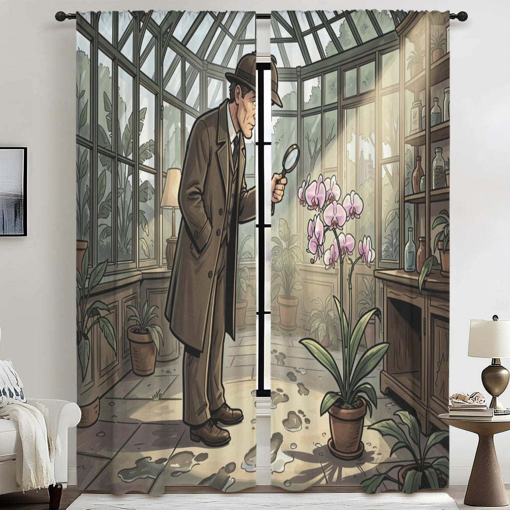 Sherlock Holmes Orchid Greenhouse 52 x 84 in Window Curtain Set