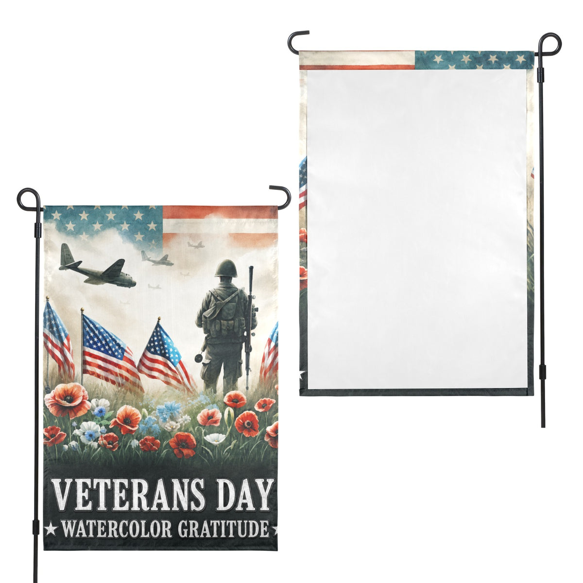 Veterans Day watercolor gratitude 12 x 18 in Garden Flag