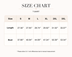 Men's T-shirt size chart for sizes S, M, L, XL, 2XL, and 3XL.