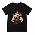 Women's Classroom Boo Crew Graphic T-Shirt on a black T-shirt.