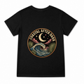 Women's Coastal After Dark Graphic T-Shirt on a black T-shirt.