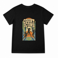 Women's Court Icons Graphic T-Shirt on a black T-shirt.