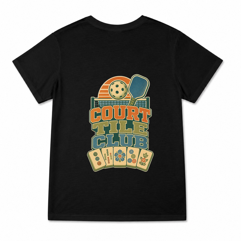 Women's Court Tile Club Graphic T-Shirt on a black T-shirt.