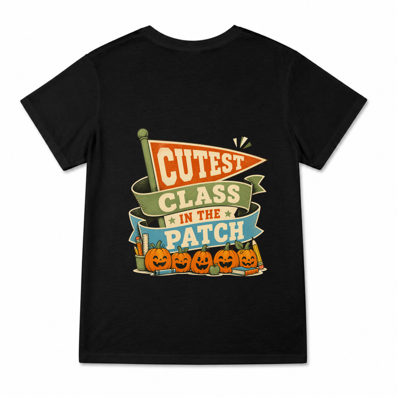 Women's Cutest Class In The Patch Graphic T-Shirt on a black T-shirt.