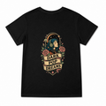 Women's Dark Pop Dreams Graphic T-Shirt on a black T-shirt.