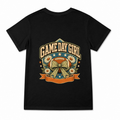 Women's Game Day Girl Graphic T-Shirt on a black T-shirt.