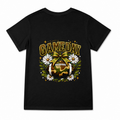Women's Gameday Football Bow Graphic T-Shirt on a black T-shirt.