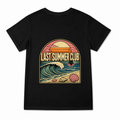 Women's Last Summer Club Graphic T-Shirt on a black T-shirt.