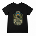 Women's Midnight Mycelium Graphic T-Shirt on a black T-shirt.