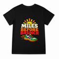 Women's Miles Before Brunch Graphic T-Shirt on a black T-shirt.