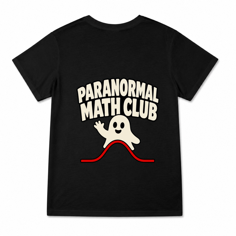 Women's Paranormal Math Club Graphic T-Shirt on a black T-shirt.
