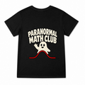 Women's Paranormal Math Club Graphic T-Shirt on a black T-shirt.