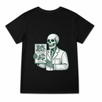 Women's Skeleton Poison Garden Graphic T-Shirt on a black T-shirt.