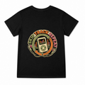 Women's Skip Track Repeat Graphic T-Shirt on a black T-shirt.
