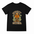 Women's Spooky Cowgirl Graphic T-Shirt on a black T-shirt.